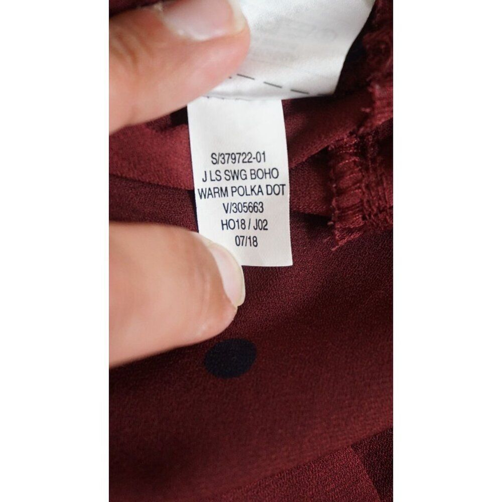 Old Navy Women’s Burgundy Polka Dot Georgette Swing Top - Size S - Picture 14 of 14